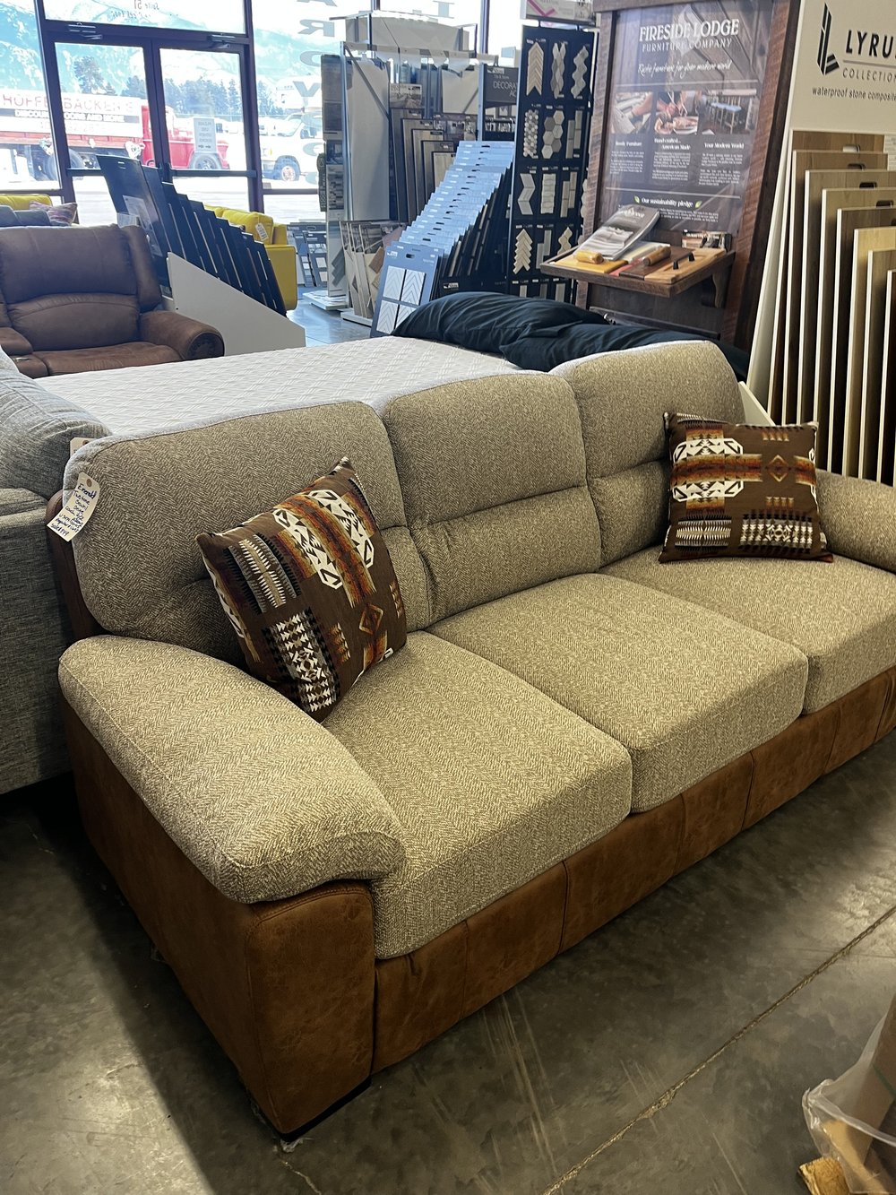 two shades of brown sofa