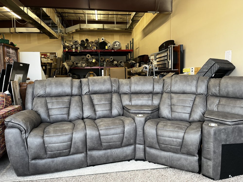 black leather couch