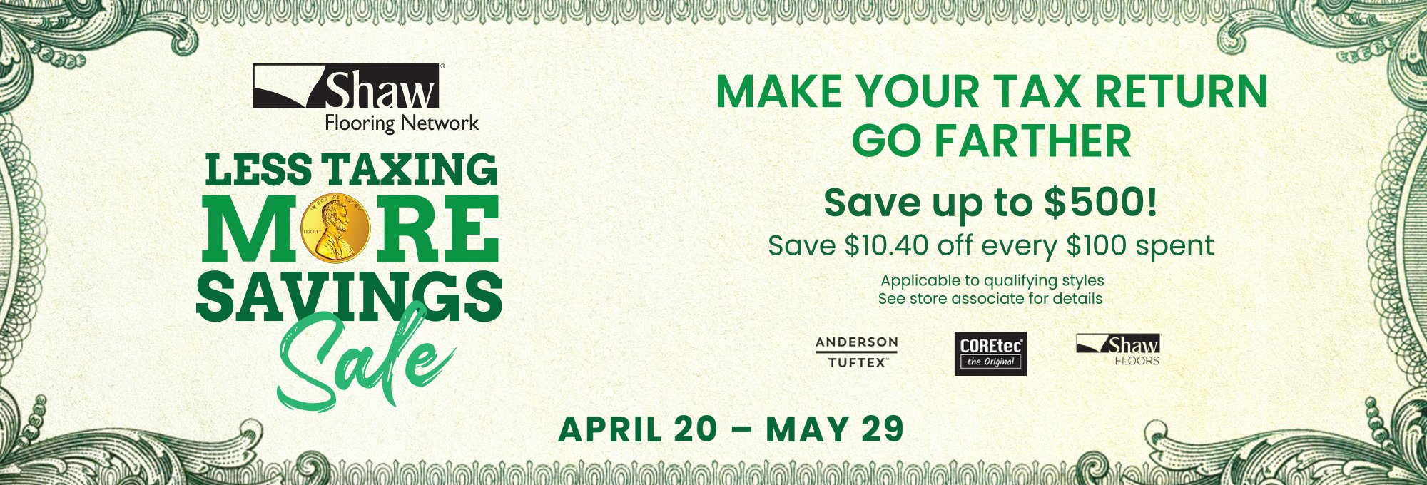 Less taxing more savings sale - save up to $500 contact us