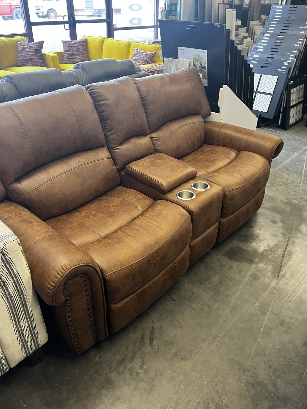 brown leather couch